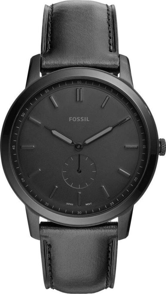 Годинники наручні чоловічому FOSSIL FS5447 кварцові, ремінець з шкіри, чорні, США від компанії "Cronos" поза часом - фото 1