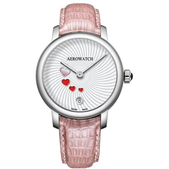 Годинники наручні жіночі Aerowatch 44938 AA20 кварцові з серцями, рожевий шкіряний ремінець від компанії "Cronos" поза часом - фото 1