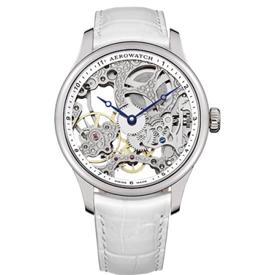 Годинники наручні жіночі Aerowatch 57981 AA13 механічні (скелетон) сріблясто-білі від компанії "Cronos" поза часом - фото 1