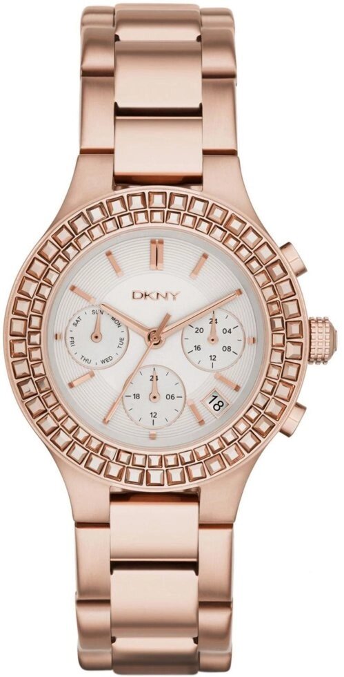 Годинники наручні жіночі DKNY NY2261 кварцові, з фіанітами, колір рожевого золота, США від компанії "Cronos" поза часом - фото 1