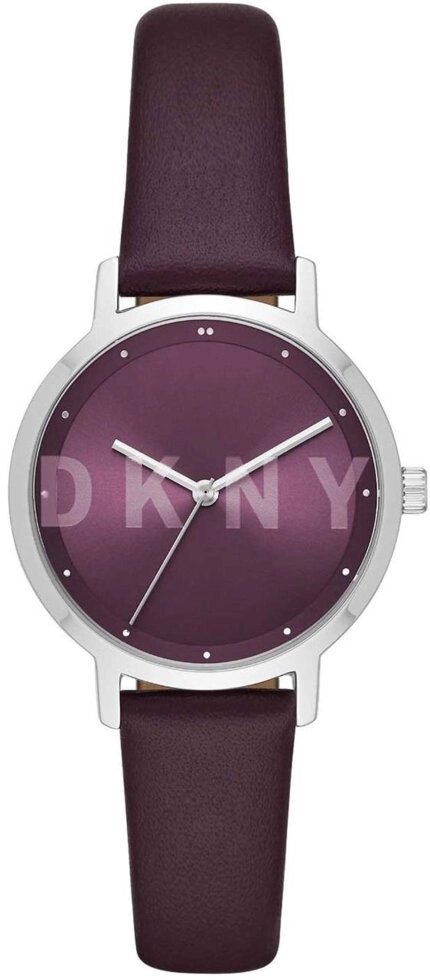 Годинники наручні жіночі DKNY NY2843 кварцові, фіолетовий ремінець з шкіри, США від компанії "Cronos" поза часом - фото 1