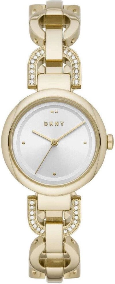 Годинники наручні жіночі DKNY NY2850 кварцові, браслет з фіанітами, колір жовтого золота, США від компанії "Cronos" поза часом - фото 1