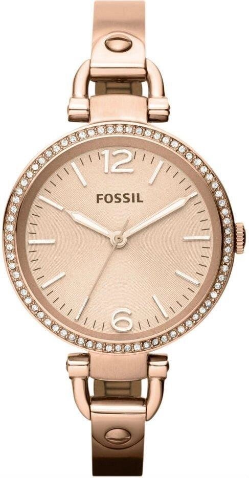 Годинники наручні жіночі FOSSIL ES3226 кварцові, на браслеті, колір рожевого золота, США від компанії "Cronos" поза часом - фото 1