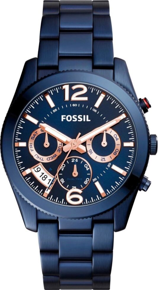 Годинники наручні жіночі FOSSIL ES4093 кварцові, на браслеті, сині, США від компанії "Cronos" поза часом - фото 1
