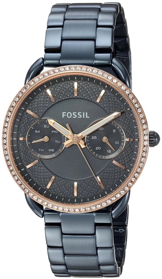Годинники наручні жіночі FOSSIL ES4259 кварцові, на браслеті, сині, США від компанії "Cronos" поза часом - фото 1