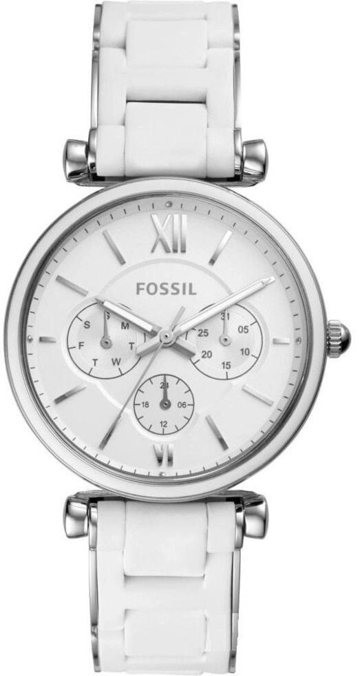 Годинники наручні жіночі FOSSIL ES4605 кварцові, каучуковий ремінець, білі, США від компанії "Cronos" поза часом - фото 1