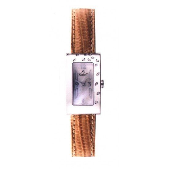 Годинники наручні жіночі Korloff LK23 кварцові, 14 діамантів, коричневий ремінець з шкіри ящірки від компанії "Cronos" поза часом - фото 1