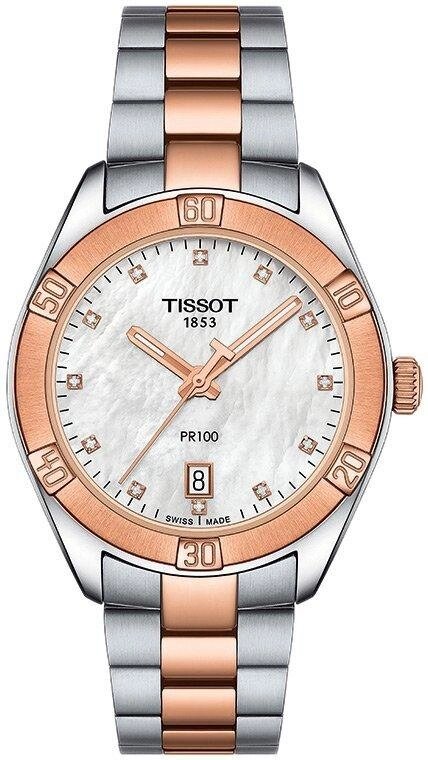 Годинники наручні жіночі з діамантами Tissot PR 100 SPORT CHIC T101.910.22.116.00 від компанії "Cronos" поза часом - фото 1