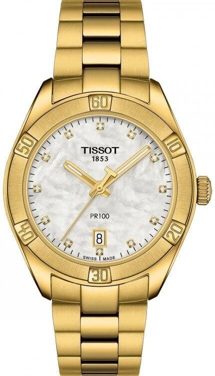 Годинники наручні жіночі з діамантами Tissot PR 100 SPORT CHIC T101.910.33.116.01 від компанії "Cronos" поза часом - фото 1