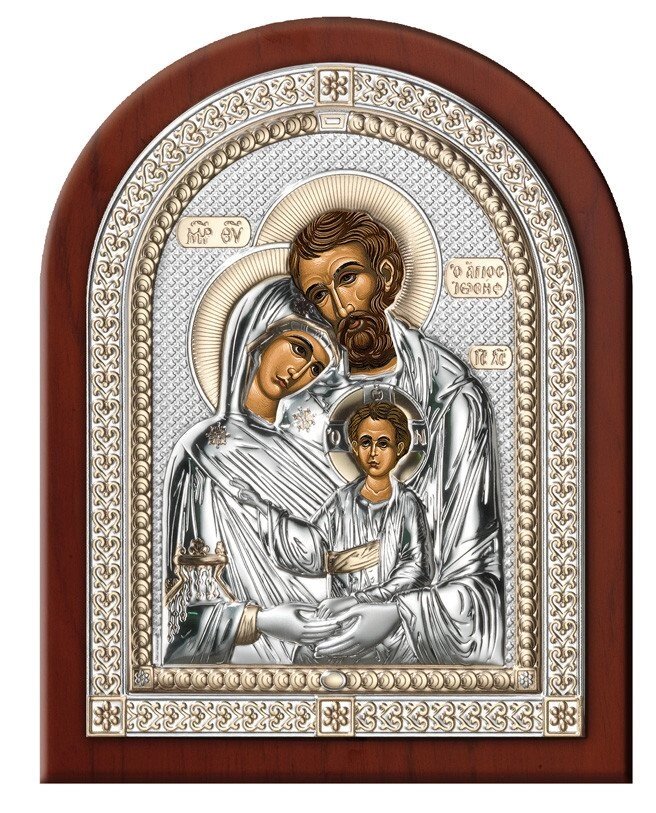 Ікона в сріблі Святе Сімейство відкритий лик, розмір 5L ORO - (210 x 260) від компанії "Cronos" поза часом - фото 1