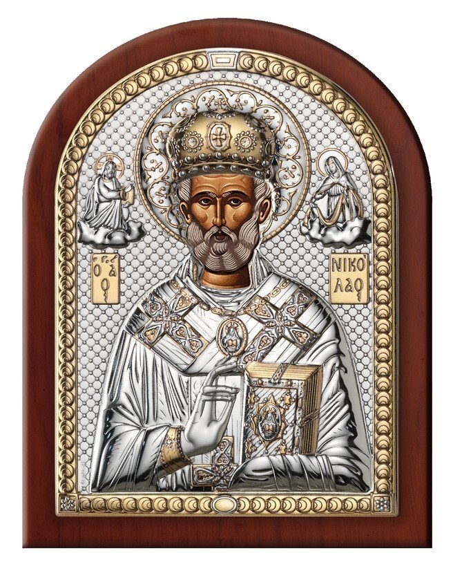 Ікона в сріблі Святий Миколай Чудотворець відкритий лик, розмір 4L ORO - (150 x 200) від компанії "Cronos" поза часом - фото 1
