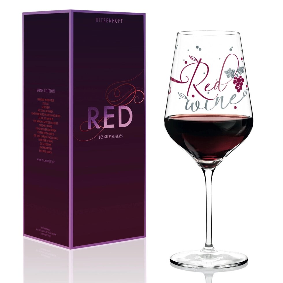 Келих для червоного вина з кришталю Ritzenhoff 3000032, дизайн "Червоне вино" від Катрін Стокебранд, 580 мл від компанії "Cronos" поза часом - фото 1