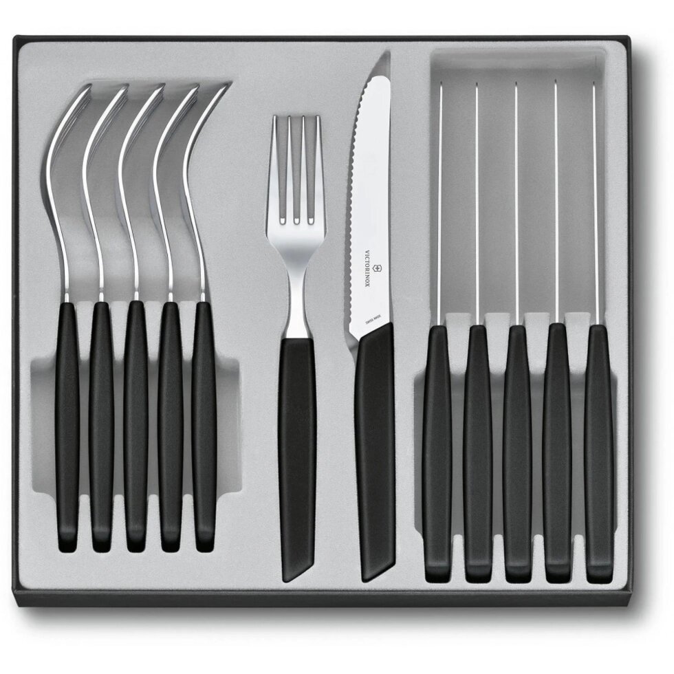 Кухонний набір Victorinox Swiss Modern Table Set 12шт з черн. ручкою (6 ножів tomato, 6 вилок) Vx69093.11W. 12 від компанії "Cronos" поза часом - фото 1