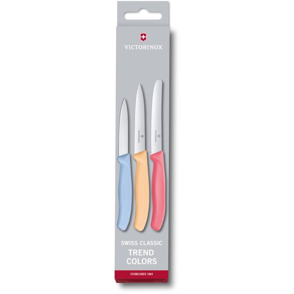 Кухонний набір Victorinox SwissClassic Paring Set 3 ножа з голуб/св. оранж/св. крас. ручкою (8,10,11 см) (GB) від компанії "Cronos" поза часом - фото 1