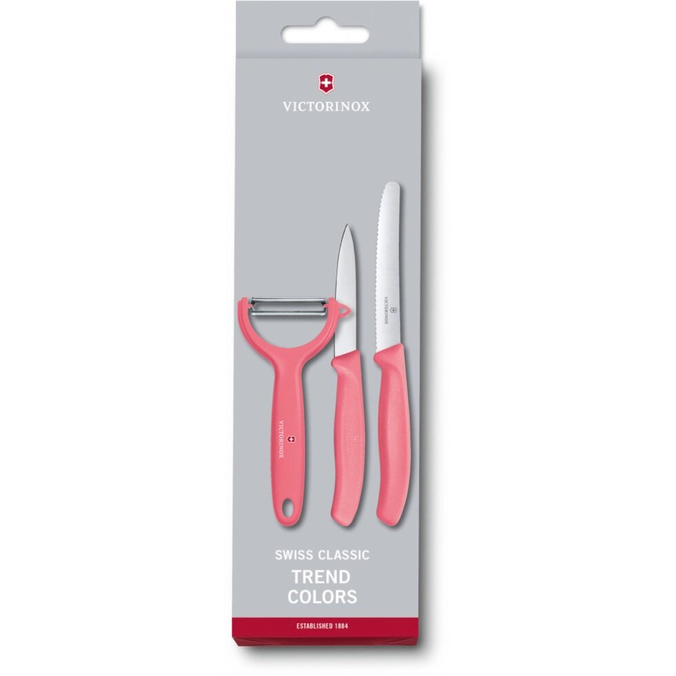 Кухонний набір Victorinox SwissClassic Paring Set 3шт з св. крас. ручкою (2 ножа, овощечистка Tomato and Kiwi) від компанії "Cronos" поза часом - фото 1
