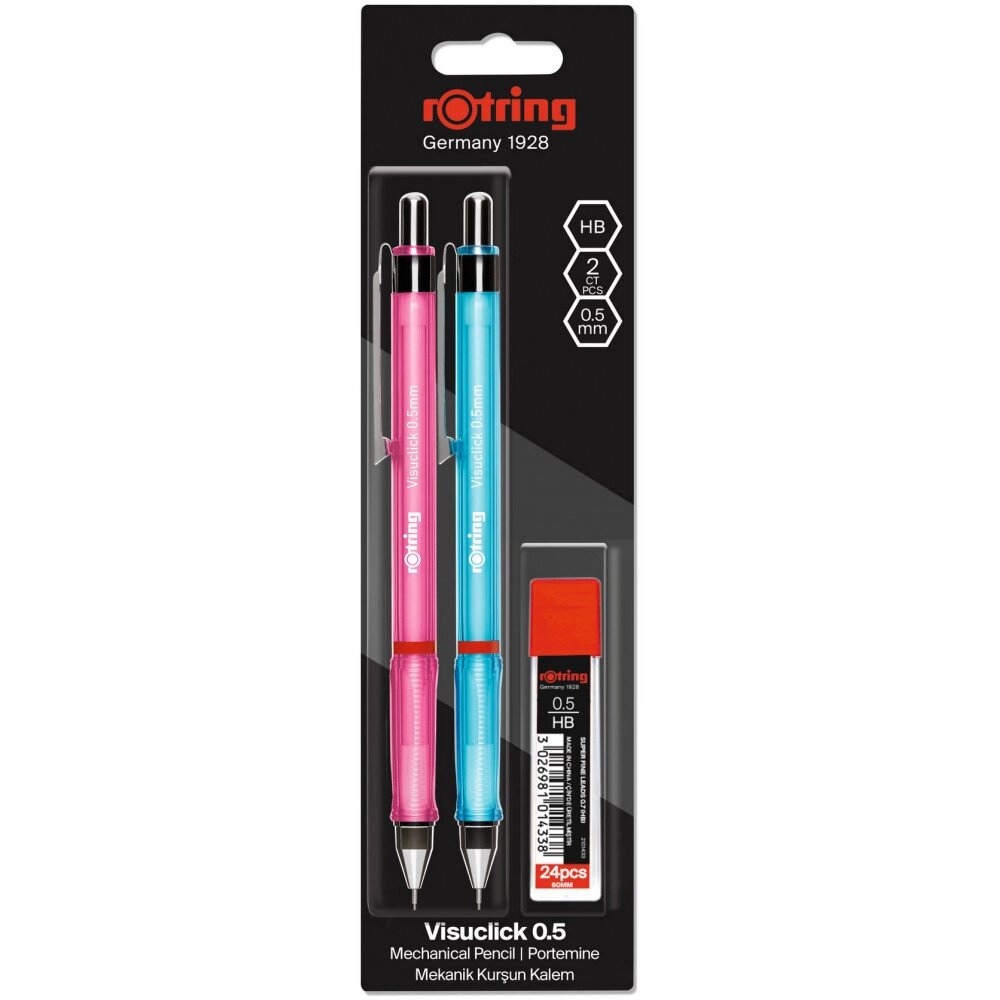 Механічний олівець Rotring VISUCLICK Blue + Pink PCL 0,5 + Грифелі 0,5 мм НВ (24) блістер R2102712 від компанії "Cronos" поза часом - фото 1