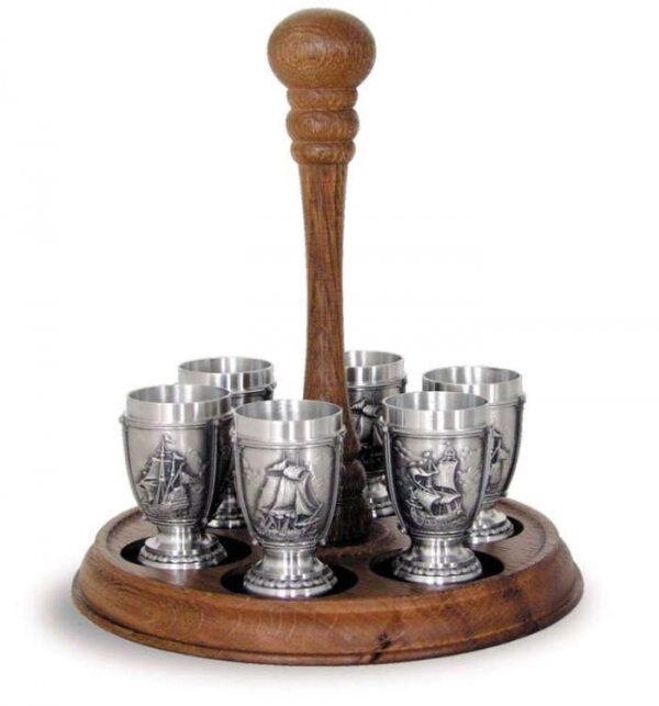 Набір чарок на дерев'яній підставці Schnaps Set 7 pcs. "La Paloma" 6 cm Artina (16296) від компанії "Cronos" поза часом - фото 1