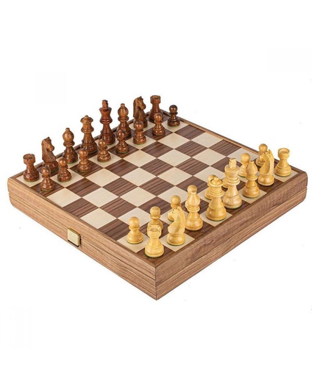 Набір дерев'яних шахів Manopoulos з шаховими фігурами Staunton і дошкою з горіхового дерева 27 см від компанії "Cronos" поза часом - фото 1