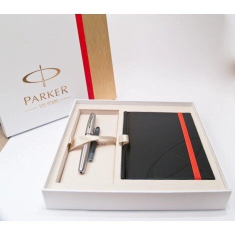 Набір Parker SONNET 08 S/S CT FP в подар. упаковці (пір'яна ручка і блокнот) 84 612b від компанії "Cronos" поза часом - фото 1