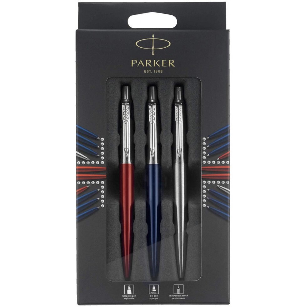 Набір ручок Parker JOTTER 17 Kensington Red CT BP + Royal Blue CT GEL + SS CT PCL в подар. уп. LONDON 16 992bL від компанії "Cronos" поза часом - фото 1