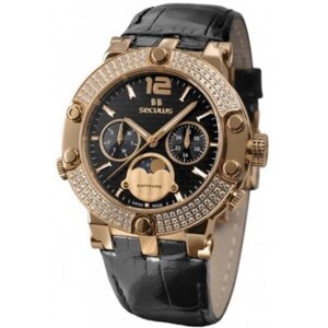 1690-5-706 black, pvd-r with stones, black leather (Seculus)