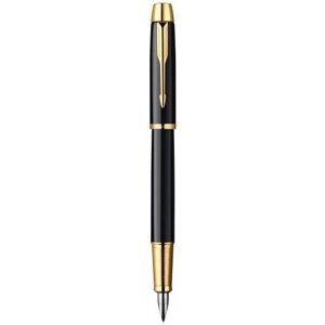 Ручка перова Parker IM Black GT FP 20 312Ч зі сталевим пером і обробкою золотом