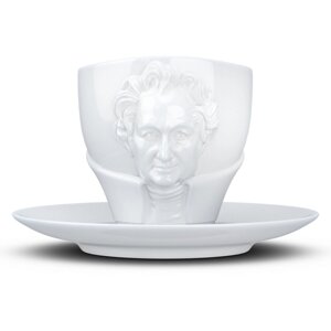 Фарфорова чашка 260 мл з блюдцем серії "ГЕНІЇ" Tassen TASS801101/TR - зображений 3D-портрет Гете
