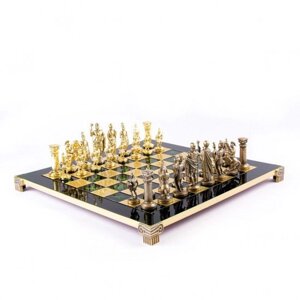 Шахи Manopoulos "Греко-римський період" із золотисто-бронзовими фігурами / зелена шахова дошка 44 см (S11CGRE)