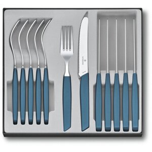 Кухонний набір Victorinox Swiss Modern Table Set 12шт з сін. ручкою (6 ножів tomato, 6 вилок) Vx69096.11W2.12