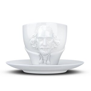 Фарфорова чашка 260 мл з блюдцем серії "ГЕНІЇ" Tassen TASS801201/TR - зображений 3D-портрет Шекспіра