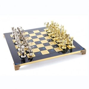 Шахи Manopoulos "Лучники" із золотими та срібними фігурами / синя шахова дошка 44 см (S10BLU)