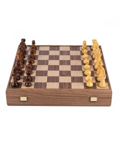 Набір дерев'яних шахів Manopoulos з шаховими фігурами Staunton та шахівницею з горіхового дерева 43 см