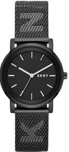 Годинники наручні жіночі DKNY NY2704 кварцові, "міланський" браслет з логотипом, чорні, США