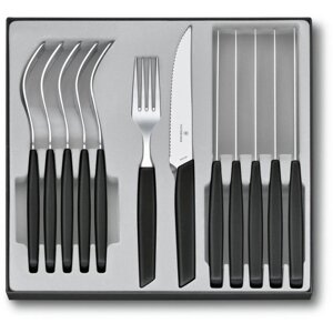 Кухонний набір Victorinox Swiss Modern Table Set 12шт з черн. ручкою (6 ножів steak, 6 вилок) Vx69093.12W. 12