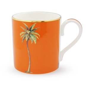 Кружка фарфорова з пальмою на помаранчевому тлі Halcyon Days 101/MG083