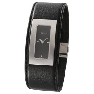 Годинник наручний жіночий Gucci 7800SR 07835 steel, black dial, black leather