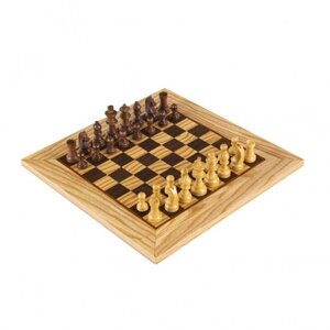Шахматная доска Manopoulos Olive Burl 40 см с шахматными фигурами Staunton (SW43B40H)