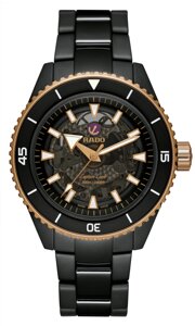 Годинники наручні чоловічі RADO CAPTAIN COOK HIGH-TECH CERAMIC 01.734.6127.3.016 / R32127162, кераміка, скелетон