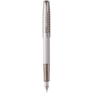 Ручка пір'яна Parker SONNET 17 Metal & Pearl Lacquer CT FP F 87 411 з латуні, золоте перо