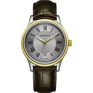 Наручний годинник чоловічі Aerowatch 24962 BI01, кварцові, з датою, на шкіряному ремінці, біколорние