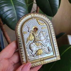 Ікона в сріблі Святий Георгій Переможець відкритий лик, розмір 1L ORO - (60 x 85)