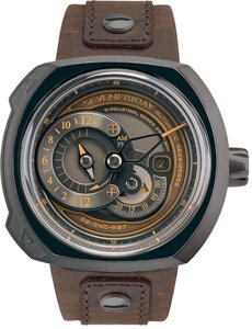 Часы наручные мужские SEVENFRIDAY SF-Q2/03 с автоподзаводом, Швейцария ("Чух-чух" – дизайн на тему паровозов)