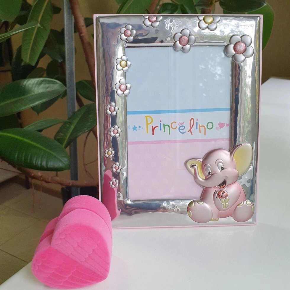 Рамка зі срібла дитяча подарункова для дівчинки Слоненя від компанії "Cronos" поза часом - фото 1