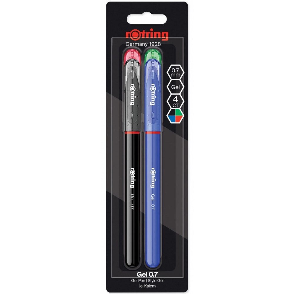 Ручка гелева Rotring Standard Colors GEL 0,7 блістер 4шт R2115363 від компанії "Cronos" поза часом - фото 1