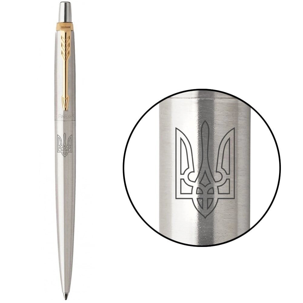 Ручка кулькова Parker JOTTER Stainless Steel GT BP Тризуб прозорий 16032_T010b від компанії "Cronos" поза часом - фото 1