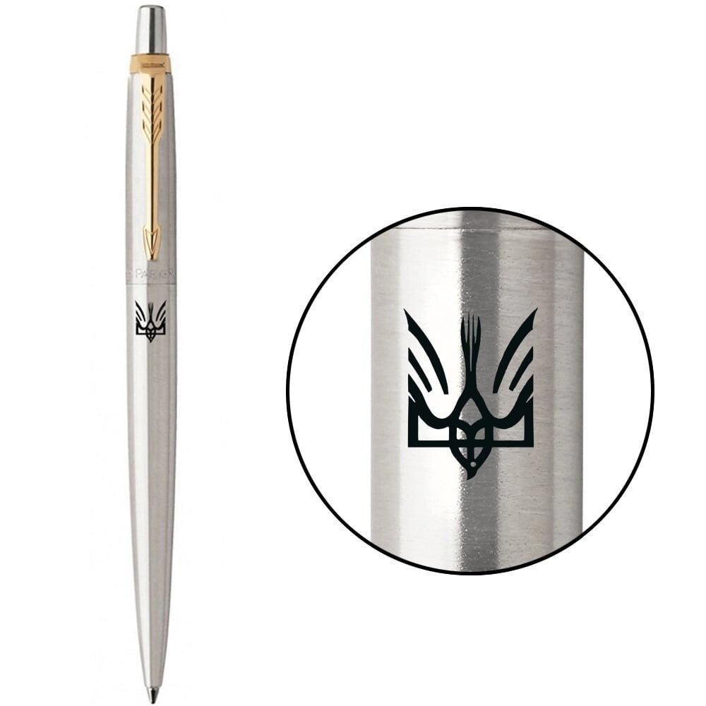 Ручка кулькова Parker JOTTER Stainless Steel GT BP Тризуб Сокол 16032_T050b від компанії "Cronos" поза часом - фото 1