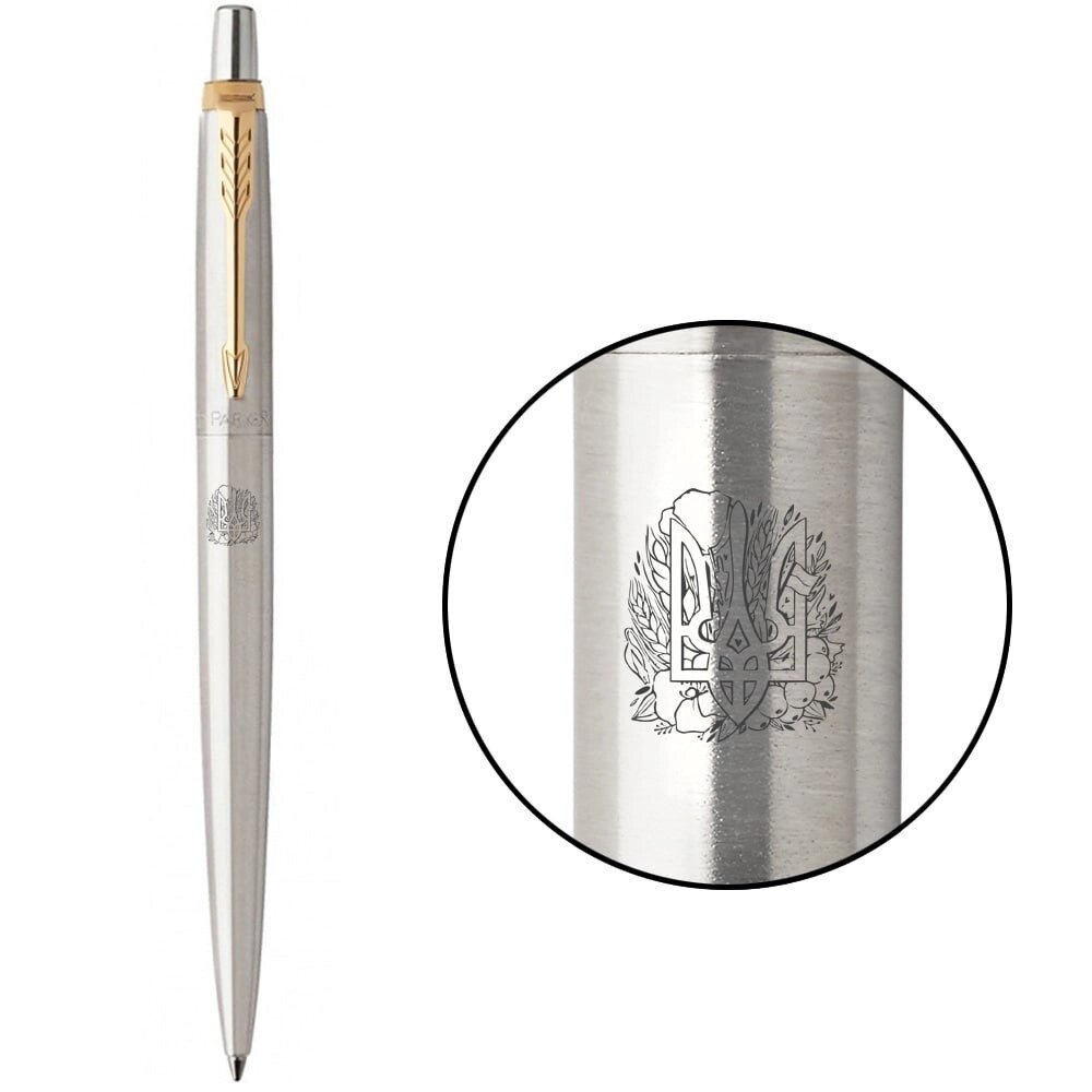 Ручка кулькова Parker JOTTER Stainless Steel GT BP Тризуб з урожаєм 16032_T065b від компанії "Cronos" поза часом - фото 1