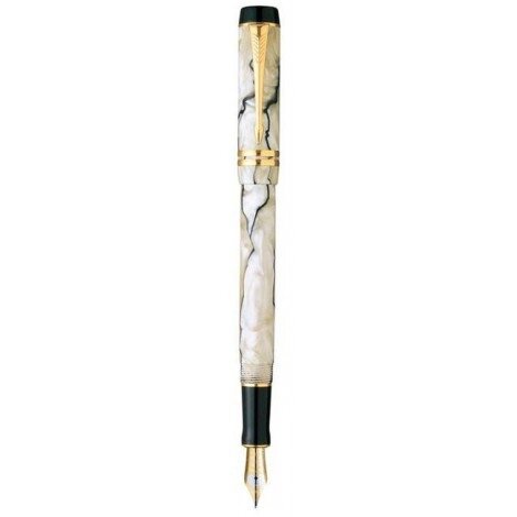 Ручка перова Parker Duofold Pearl and Black NEW FP 97 612Ж з золотим пером від компанії "Cronos" поза часом - фото 1