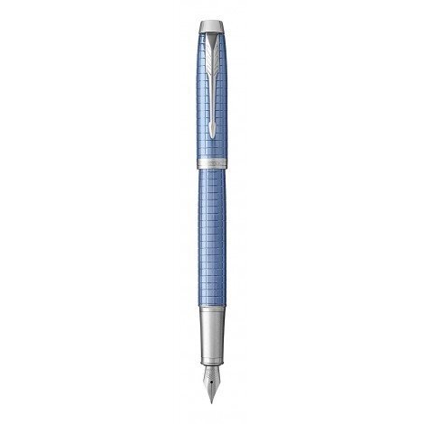 Ручка пір'яна Parker IM 17 Premium Blue CT FP F 24 411 з алюмінію, малюнок в клітку від компанії "Cronos" поза часом - фото 1