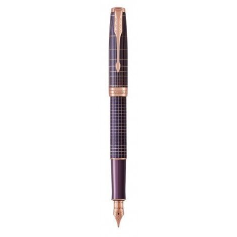 Ручка пір'яна Parker SONNET 17 Cisele Silver Purple Matrix PGT FP F 88 011 із срібла з золотим пером від компанії "Cronos" поза часом - фото 1